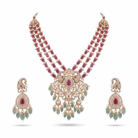 Bridal Layer By Layer Victorian Polki Necklace With Matching Earrings