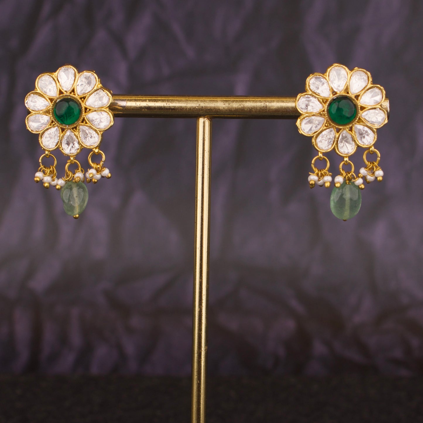 Stunning Moissanite Polki Stud Earrings