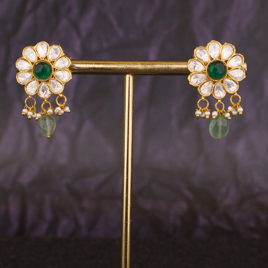 Stunning Moissanite Polki Stud Earrings