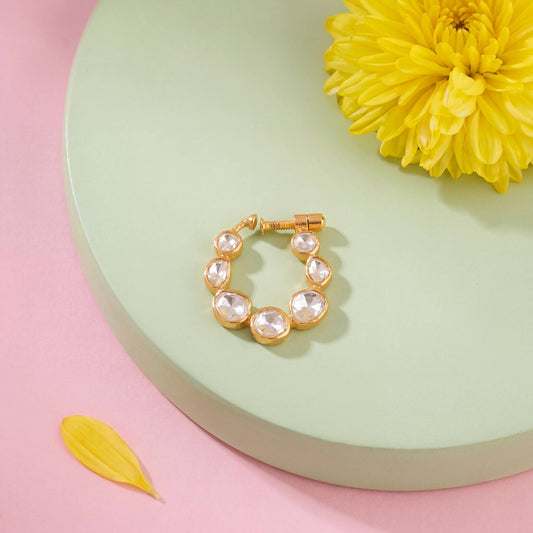 Elegant Moissanite Polki Nose Pin