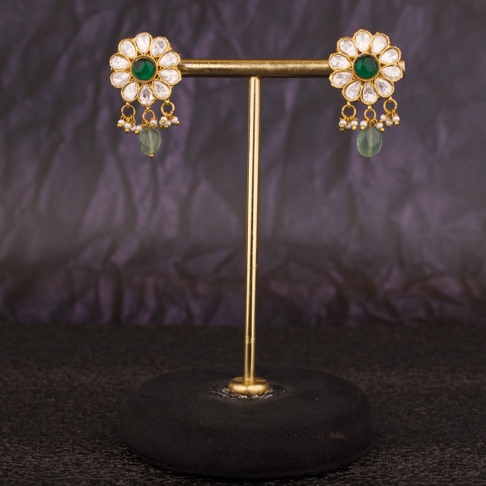 Stunning Moissanite Polki Stud Earrings