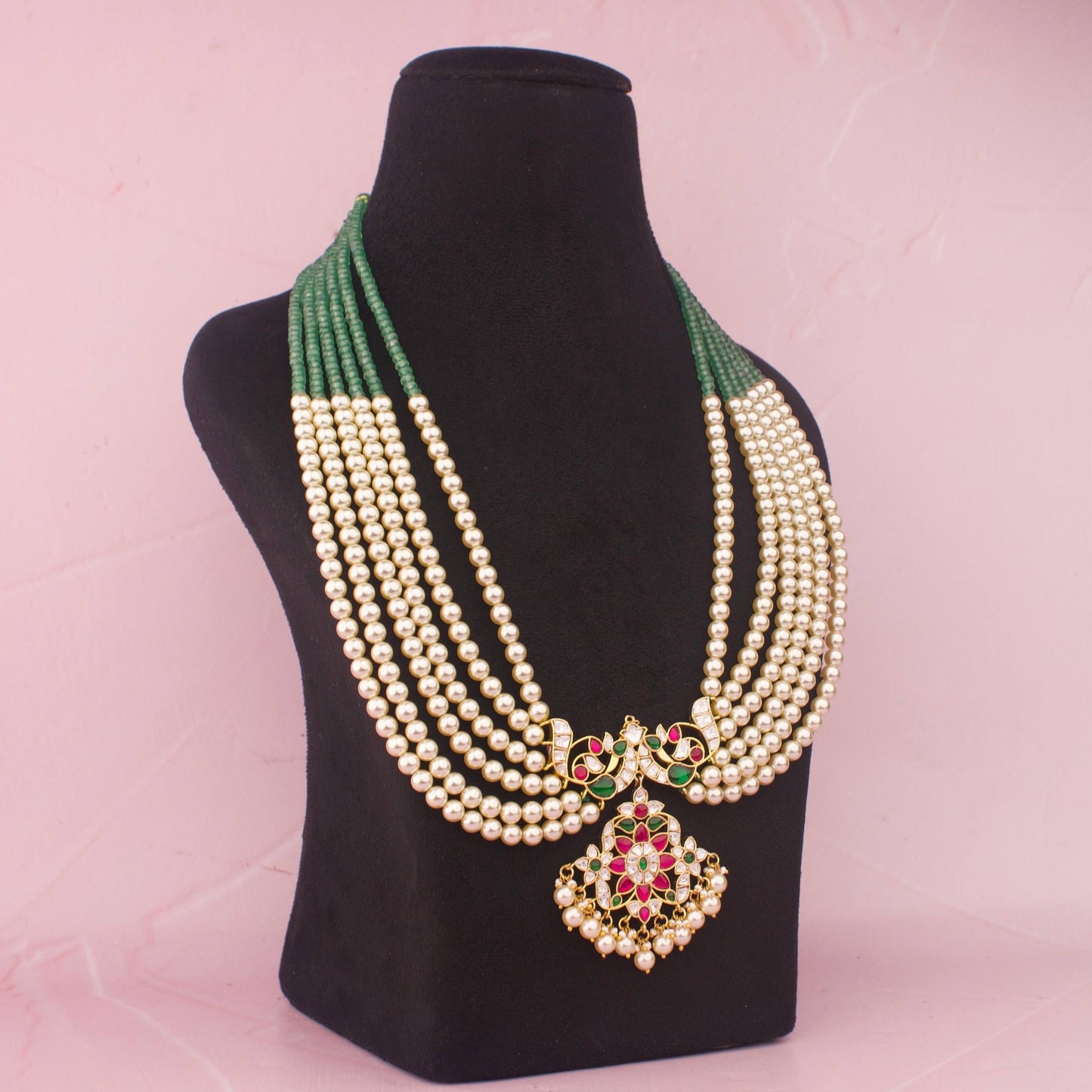 Trending Moissanite Polki Kundan Beads Rani Haram