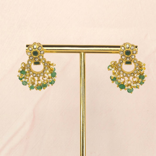 Regal Petal Jadau Kundan Chandbali with Emerald Accents