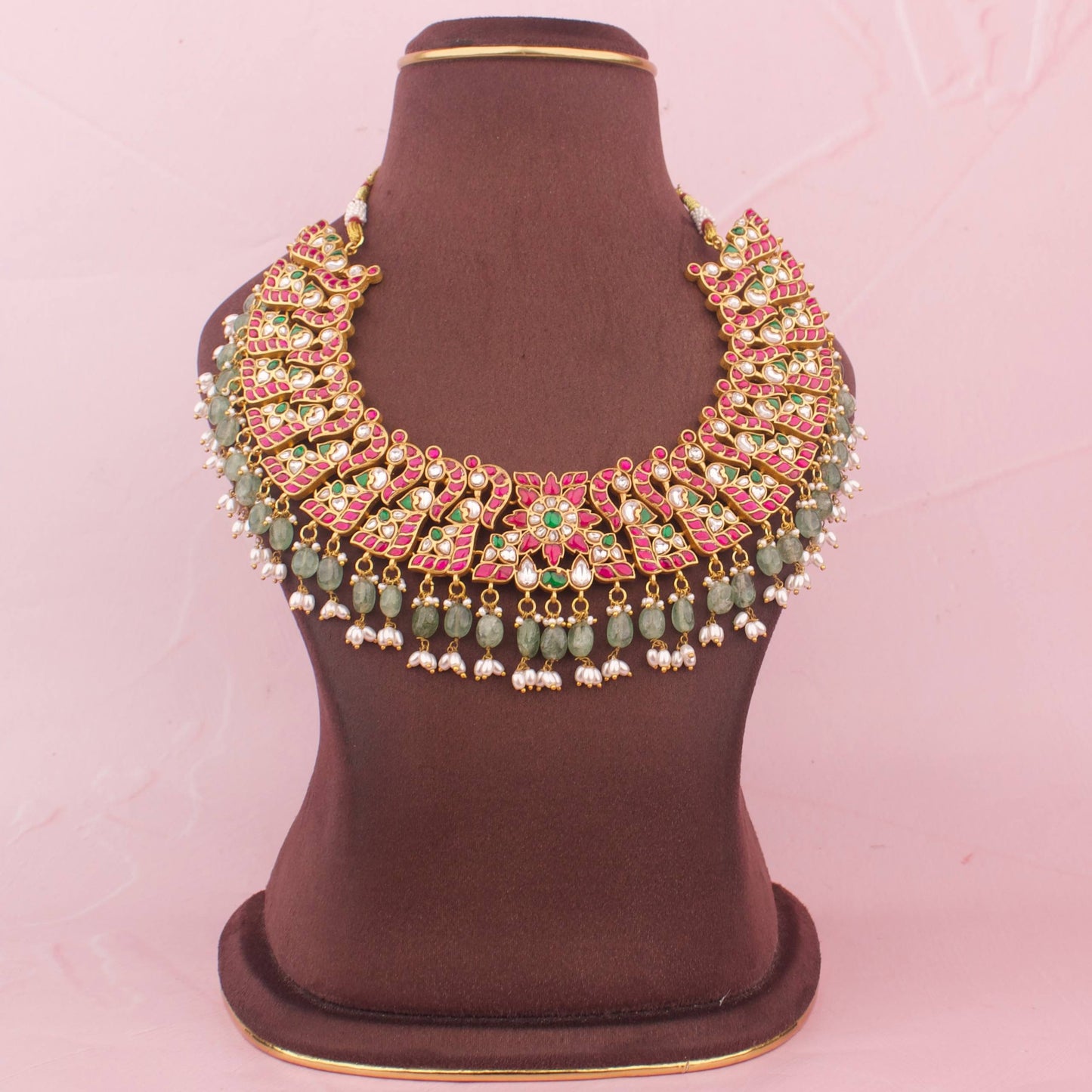 Bridal Jadau Kundan Peacock Design Necklace - Premium Indian Ethnic Jewelry | Dulhan Jewels