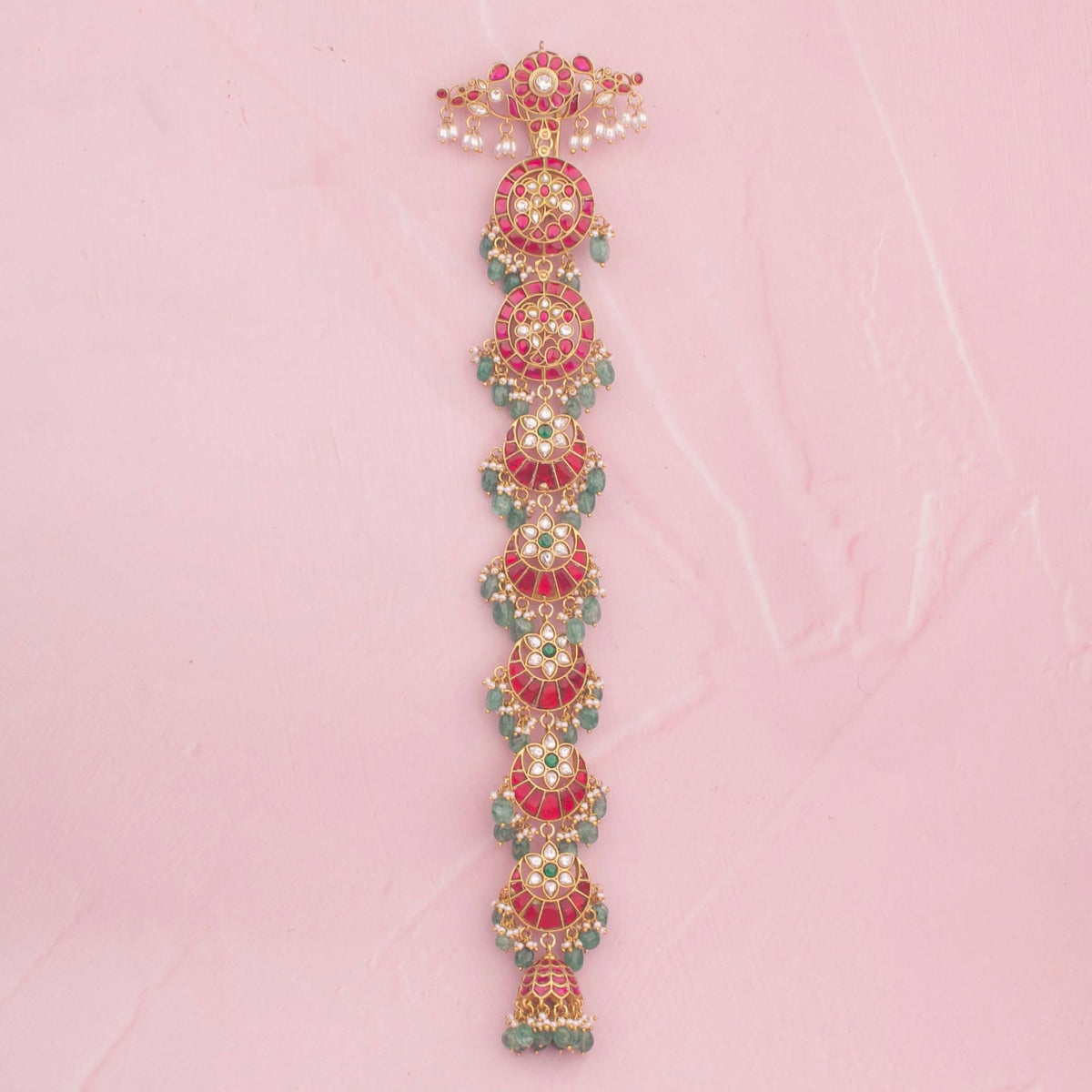 Impressive floral Chandbali Design Jadau Kundan Hair Pin - Premium Indian Ethnic Jewelry | Dulhan Jewels
