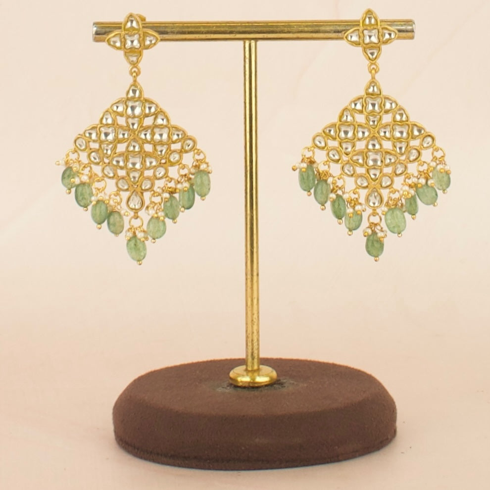 Unique Gold Style Jadau Kundan Hanging Earrings