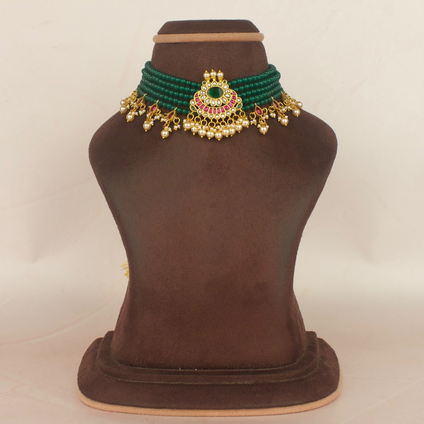 Jadau Kundan Beads Choker With Kundan Hangings