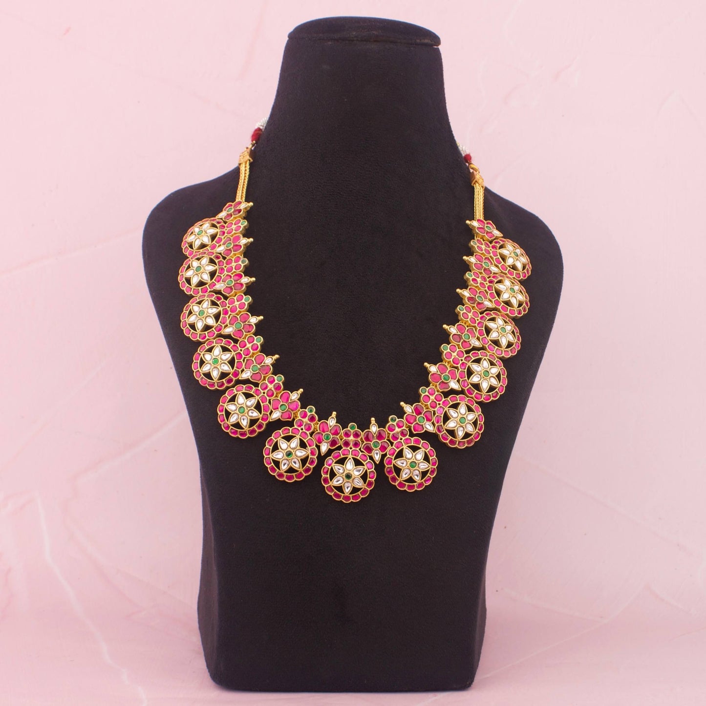 Traditional Jadau Kundan Bottu Mala Necklace With Ruby Stones - Premium Indian Ethnic Jewelry | Dulhan Jewels
