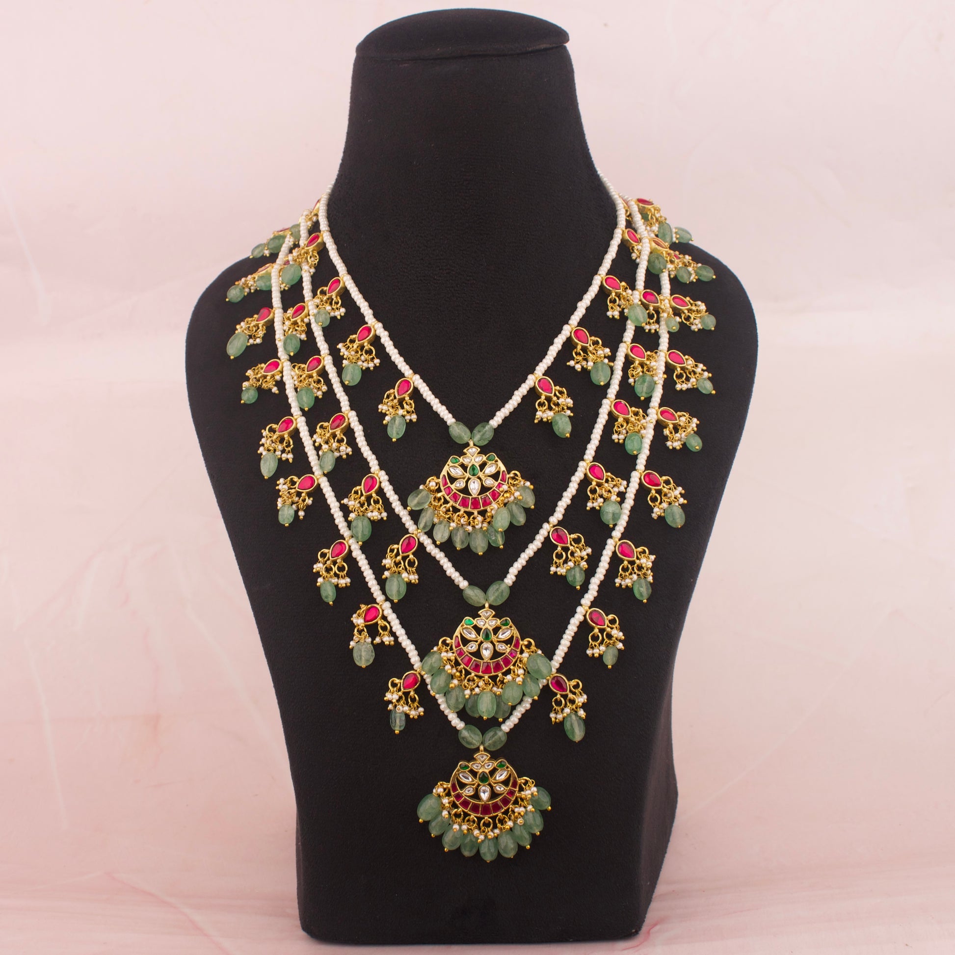 Floral Lockets Jadau Kundan Layer By Layer Mala