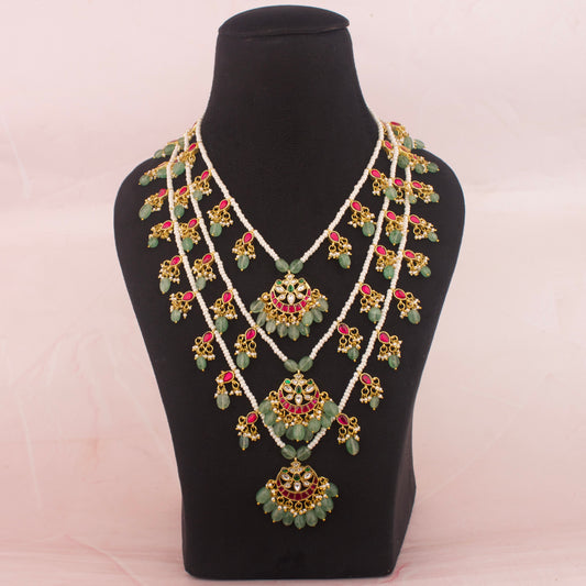 Floral Lockets Jadau Kundan Layer By Layer Mala