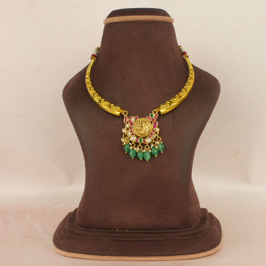 Sleek Gold Style Jadau Kundan Kanti Necklace