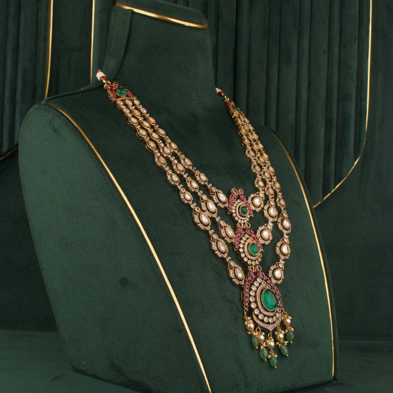 Victorian Polki Layer By Layer Haram With Matching Earrings