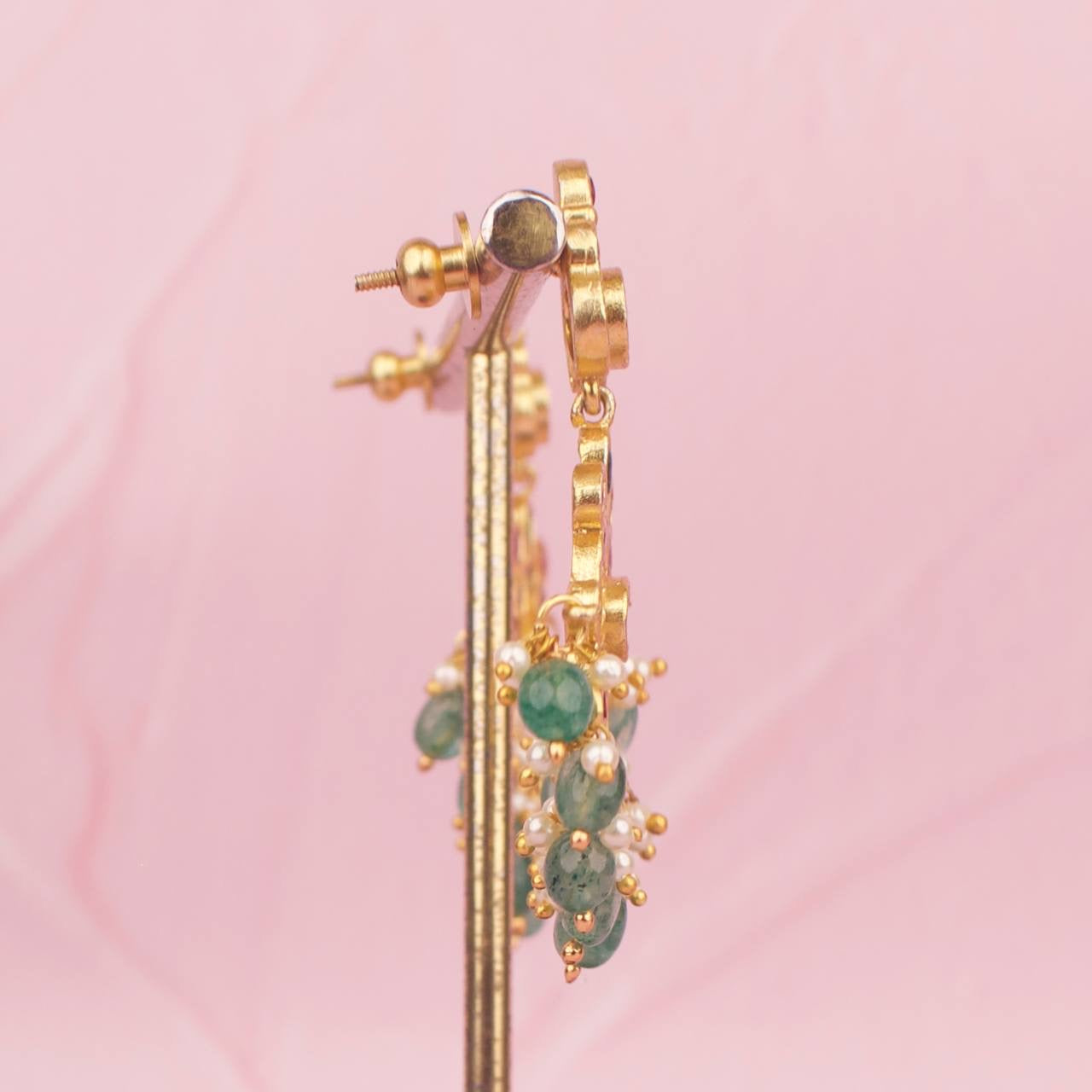 Classic Kundan & Moissanite Polki Necklace With Matching Earrings