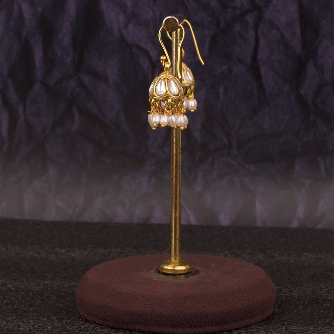 Small Sized Jadau Kundan Hanging Earrings