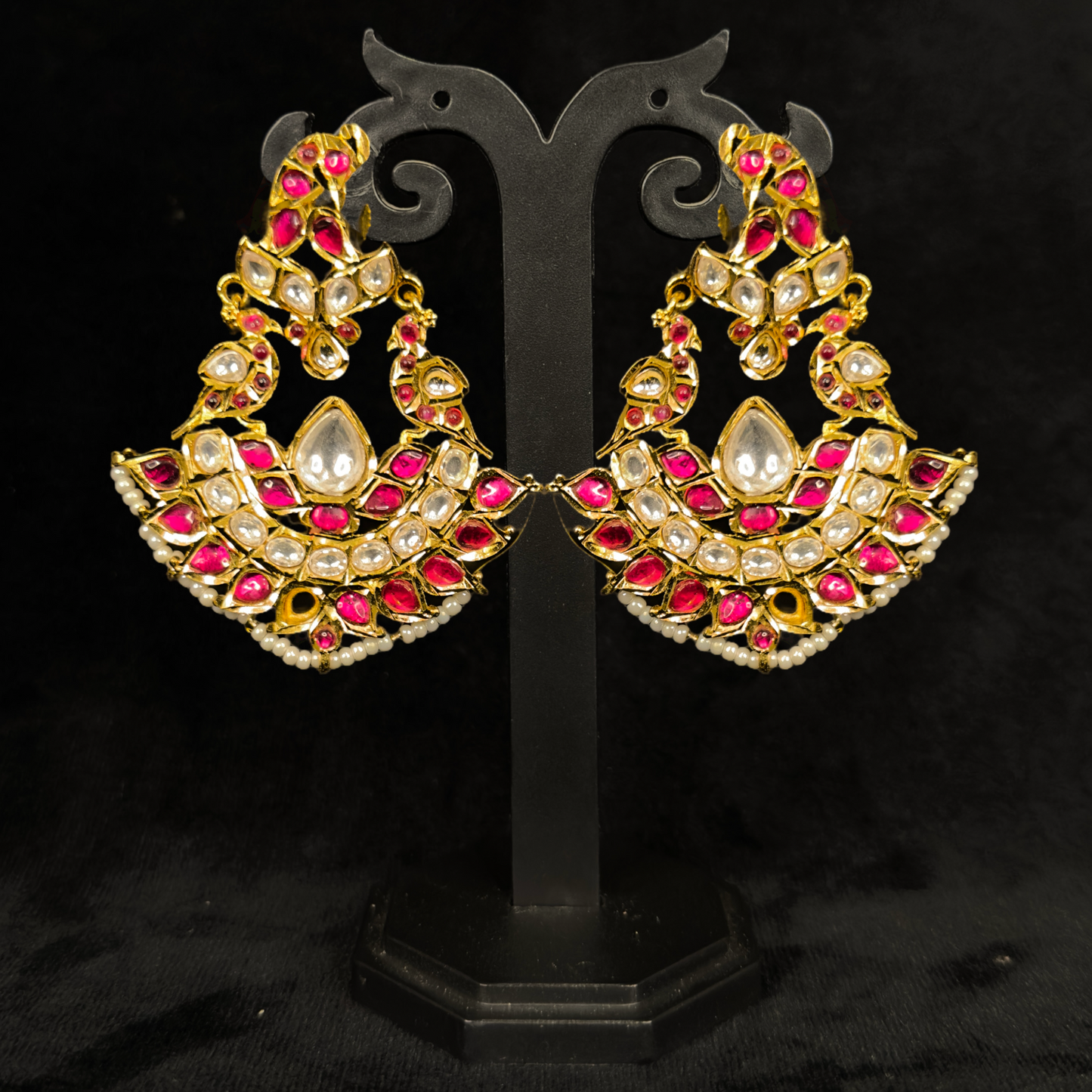 Regal Lotus Jadau Kundan Chandbali Earrings