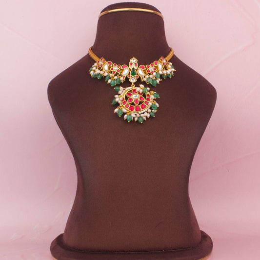 Gold Inspired Jadau Kundan Nantadh Chain Necklace
