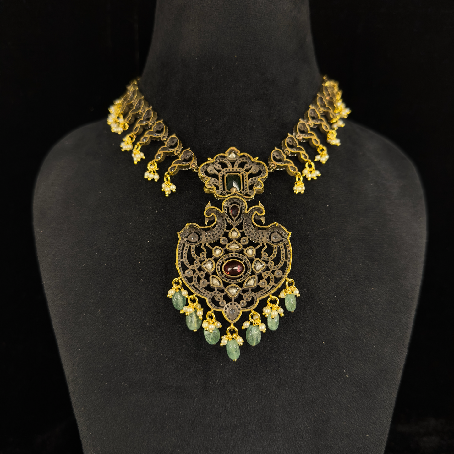 “Array of Peacocks” Victorian Zircon Necklace Set