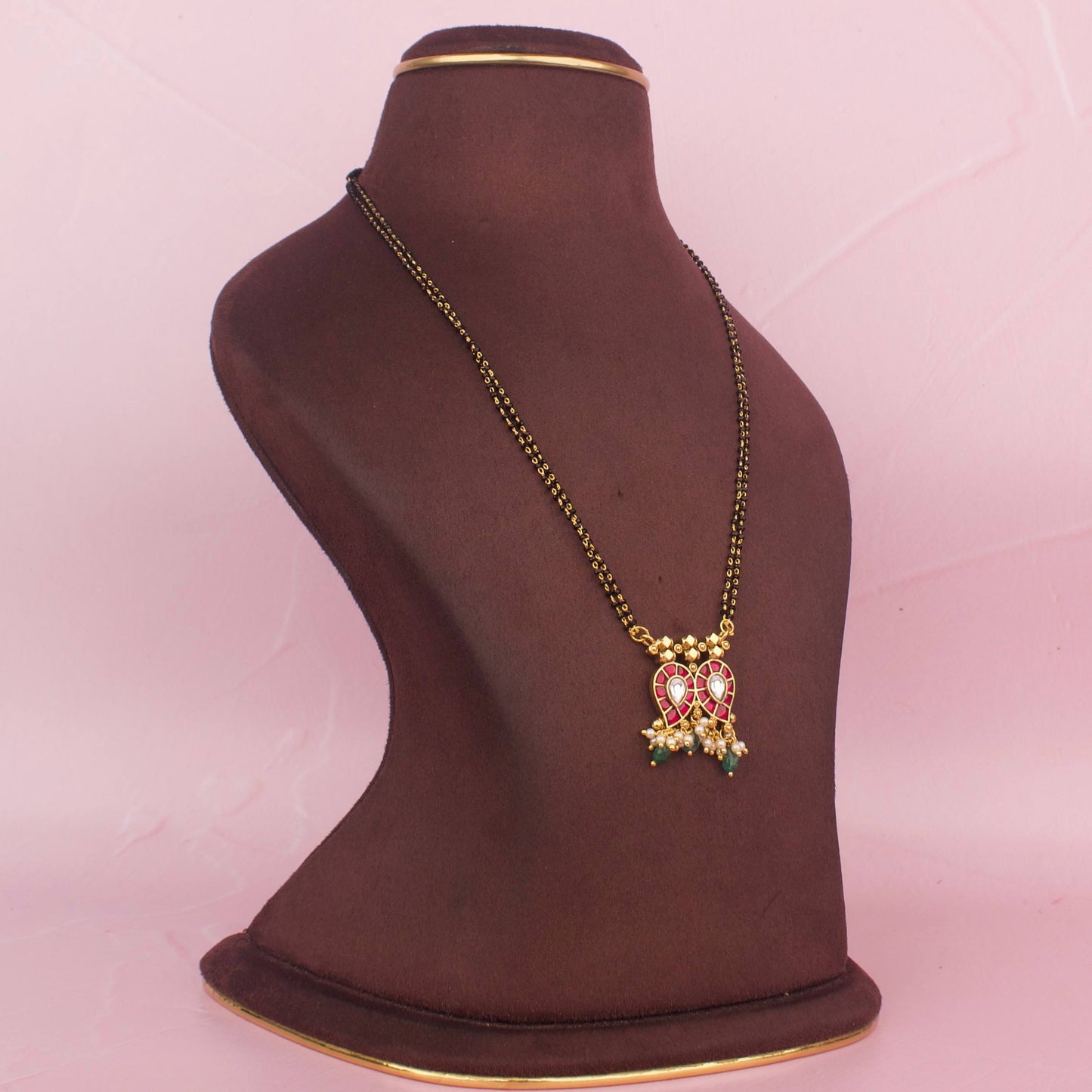 Mango Design Jadau Kundan Black Beads