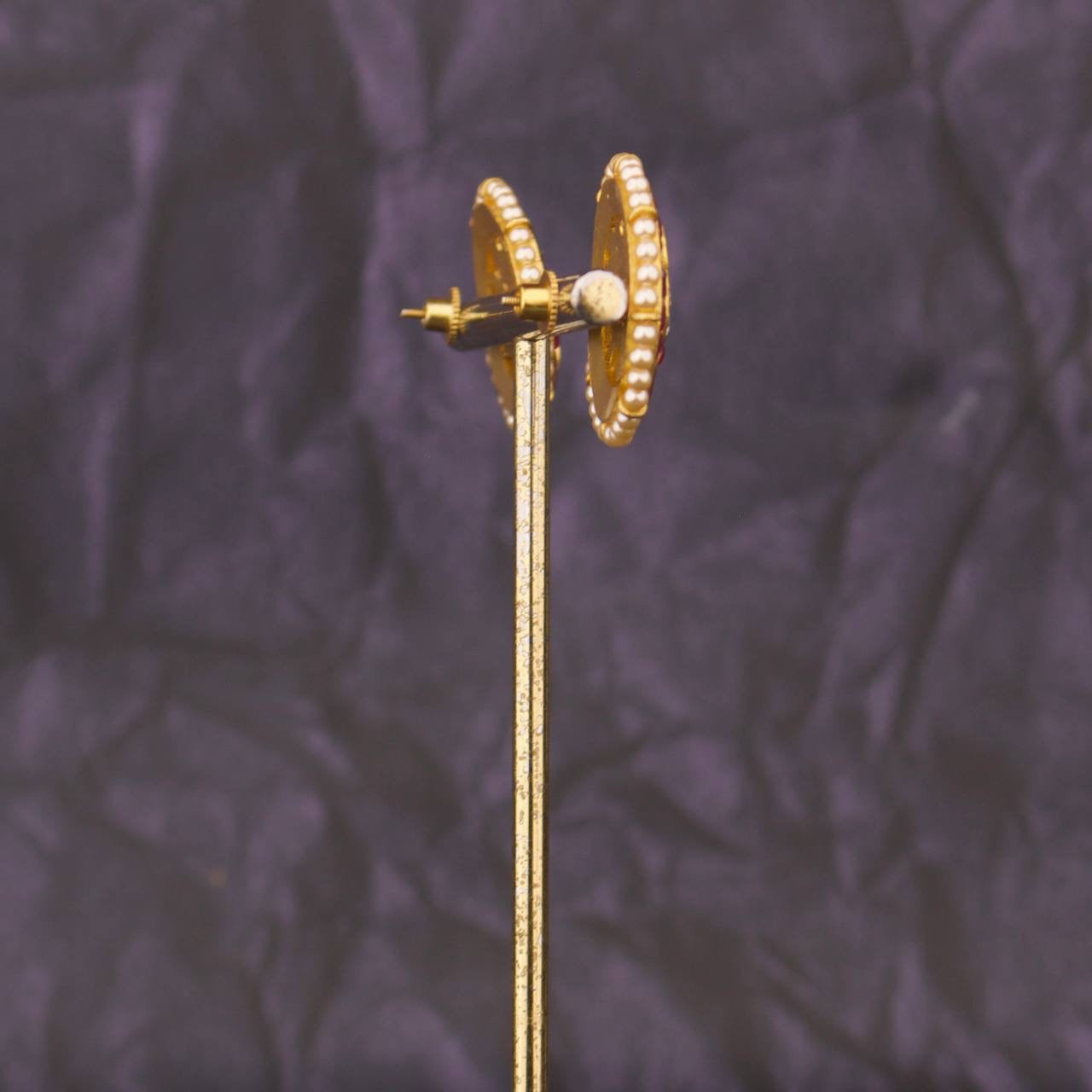 Heritage Jadau Kundan Peacock Stud Earrings With Meenakari Work