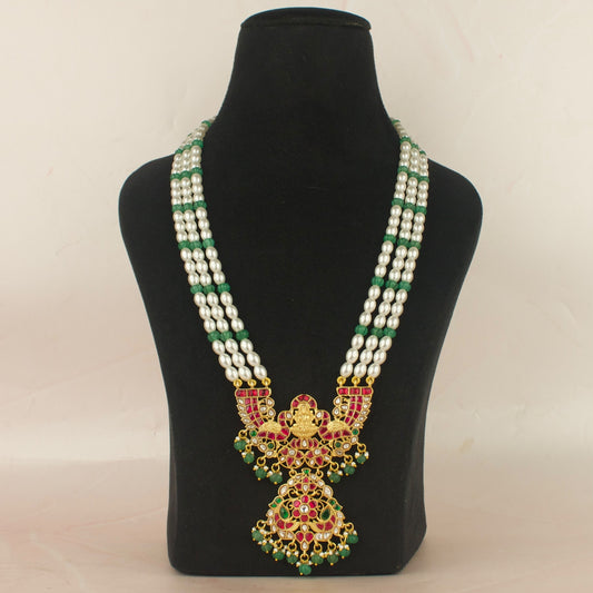 Peacock Lakshmi Devi Design Locket Jadau Kundan Rani Haar