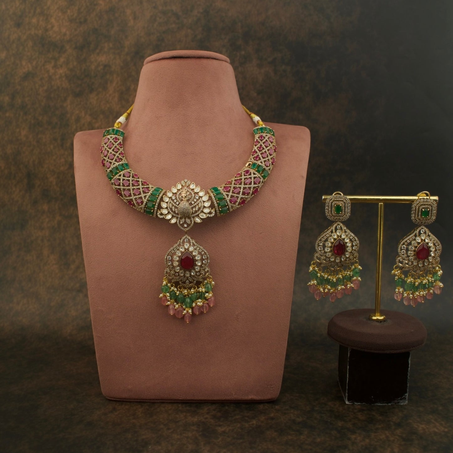 Majestic Fusion Victorian necklace Set with Gemstone Accents