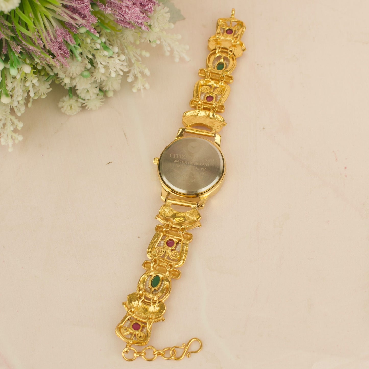 Unique Multi Stone Work Watch In 1gramgold