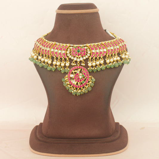 Royal Graceful Jadau Kundan Choker With Pearl & Beads Hanging