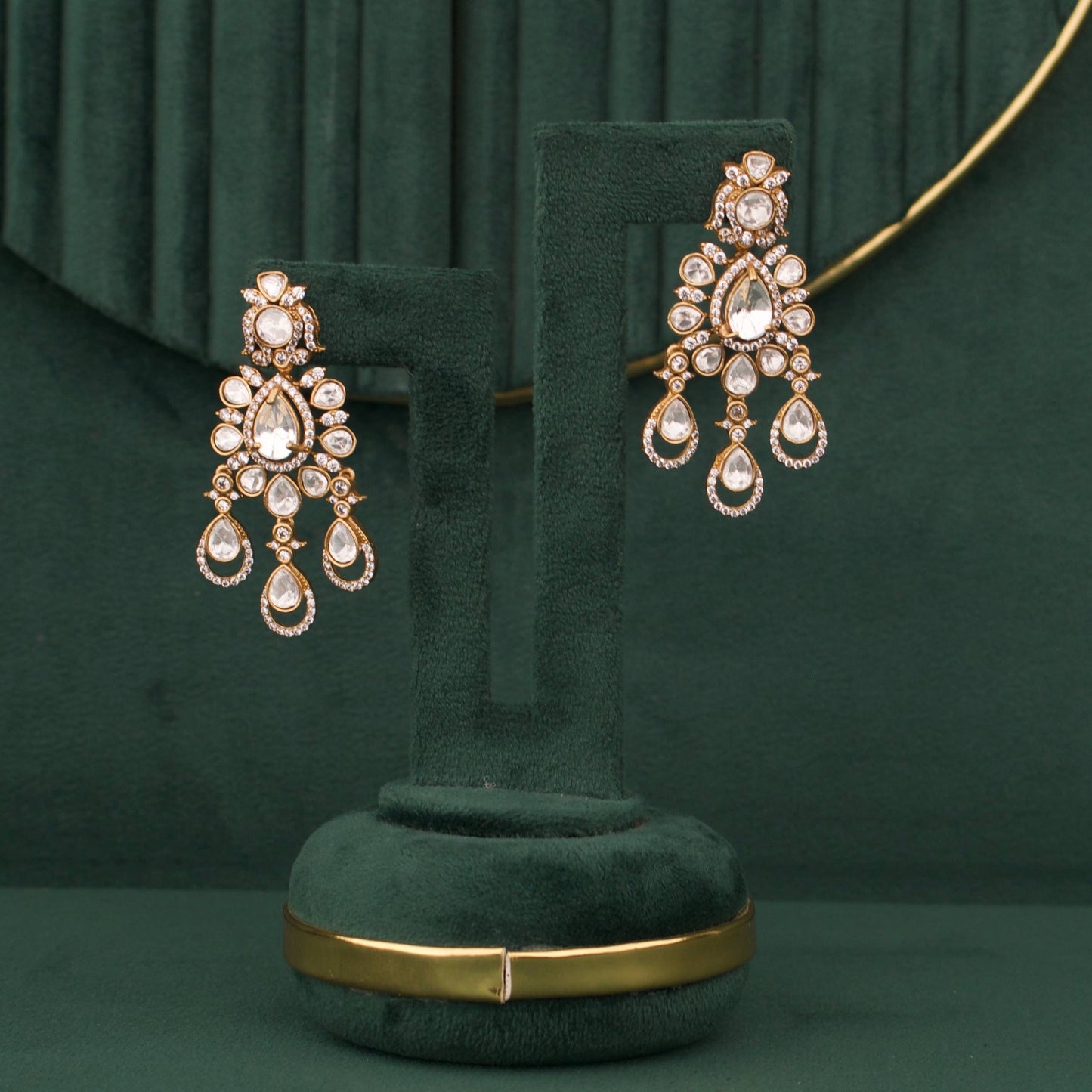 Victorian Polki Necklace Set with Layered Drops