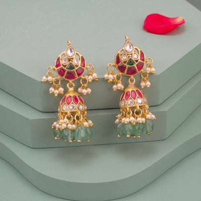Chand Studded Jadau Kundan Jhumki Earrings