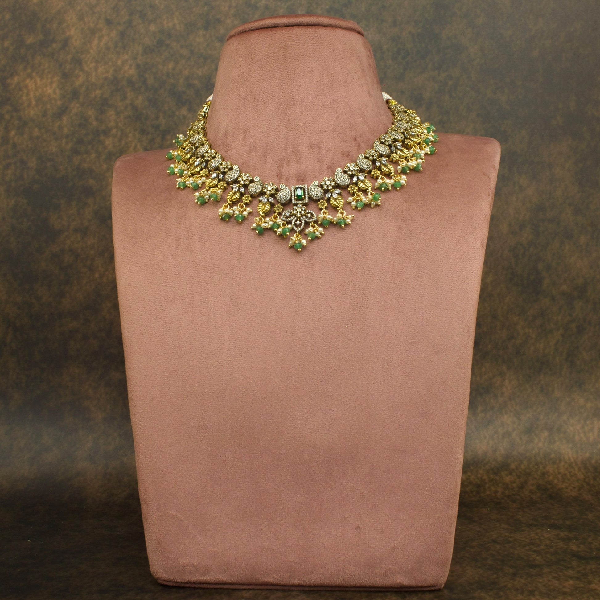 Royal Petals: Victorian Short Necklace Set with Victorian polish