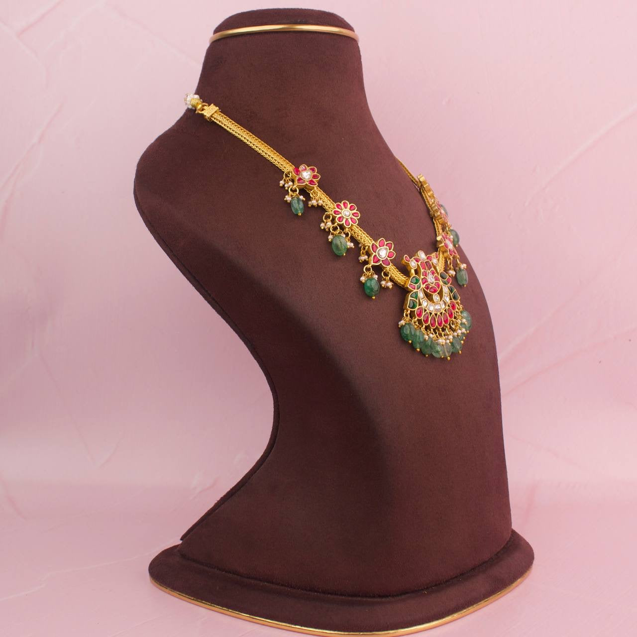 Grand Gold Style Jadau Kundan Nantad Chain Necklace