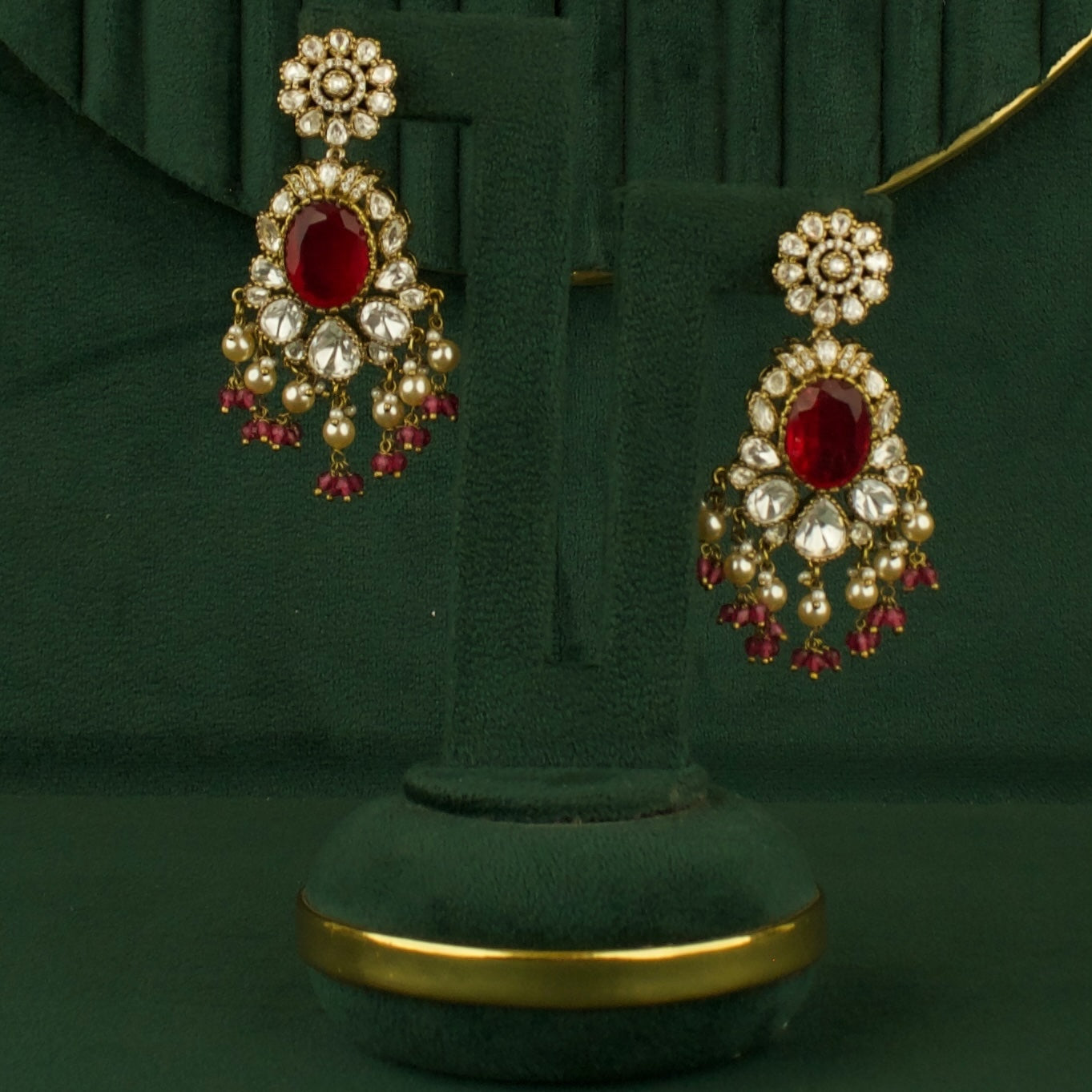 Floral Heritage Design Polki Victorian ChandBali with Beads