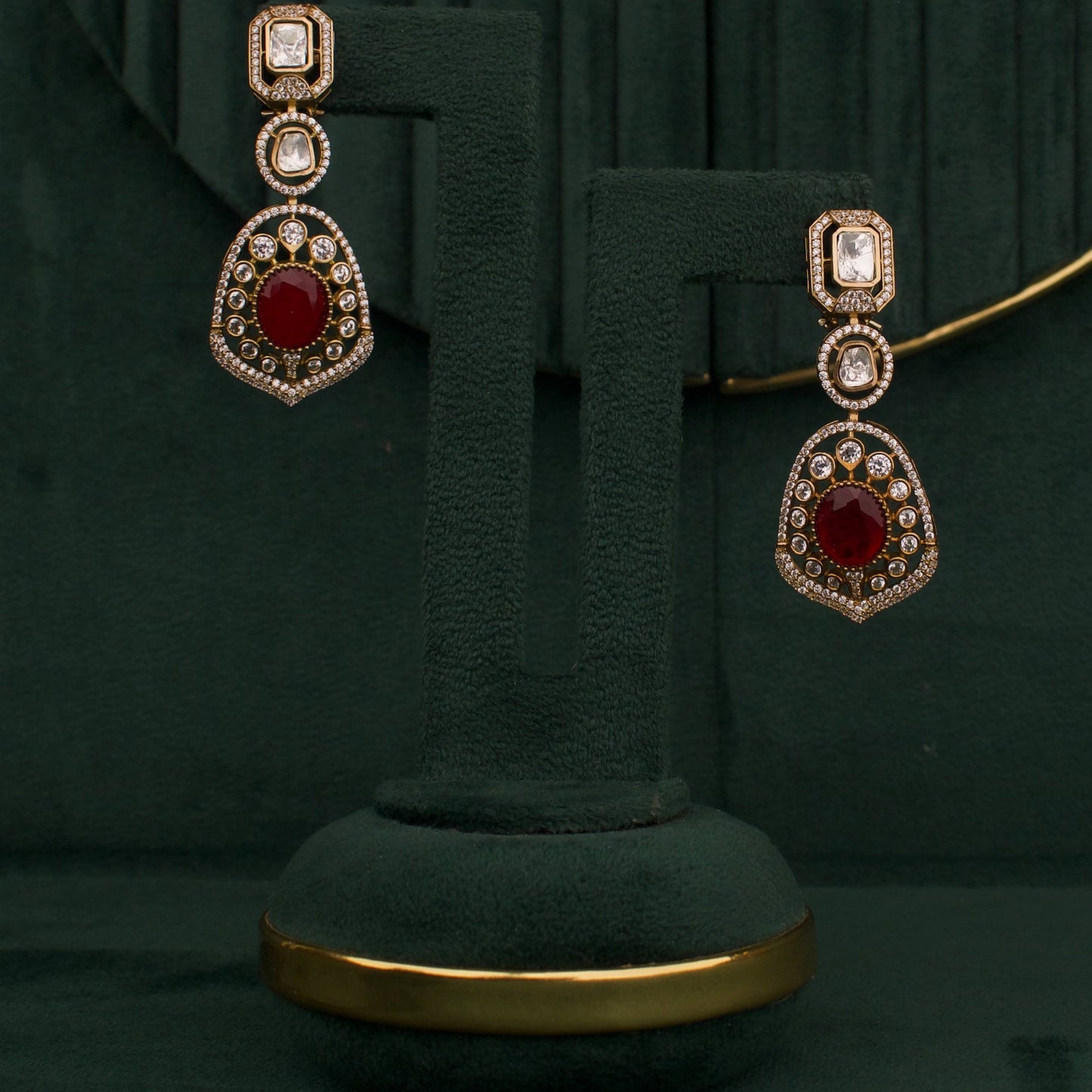 Bridal Victorian Finish Polki Choker Set With Matching Earrings