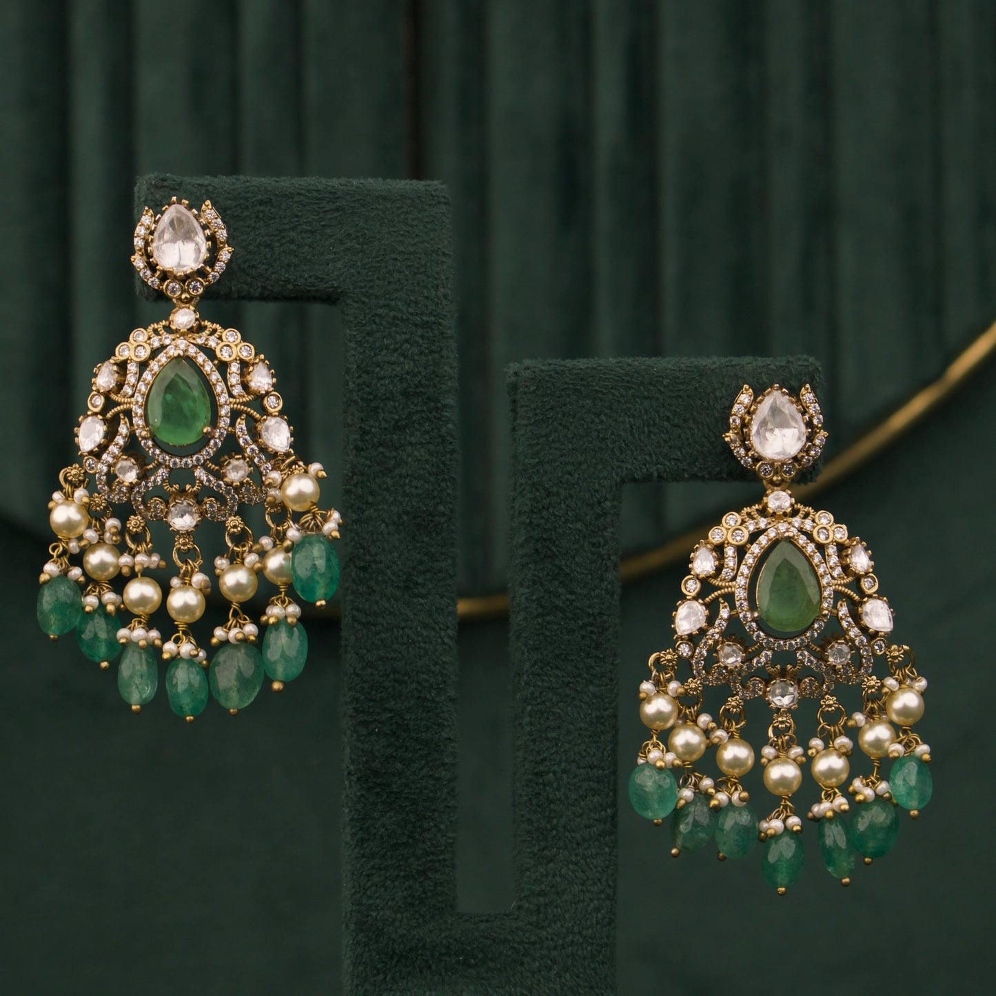 Grand Royal Victorian Polki Bridal Necklace With Matching Earrings