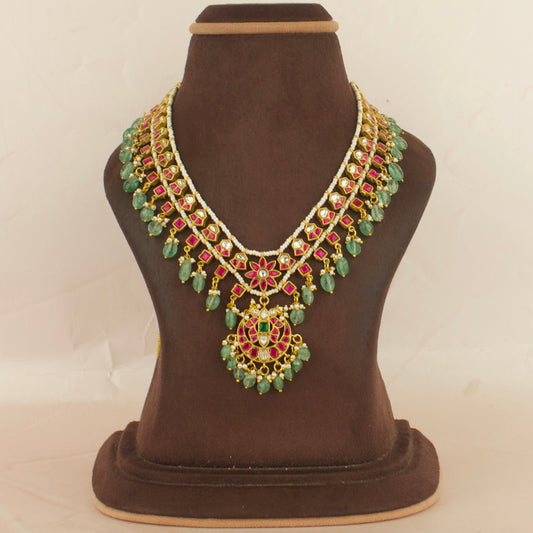 Gold inspired floral Chandbali Design Jadau Kundan Necklace and Choker