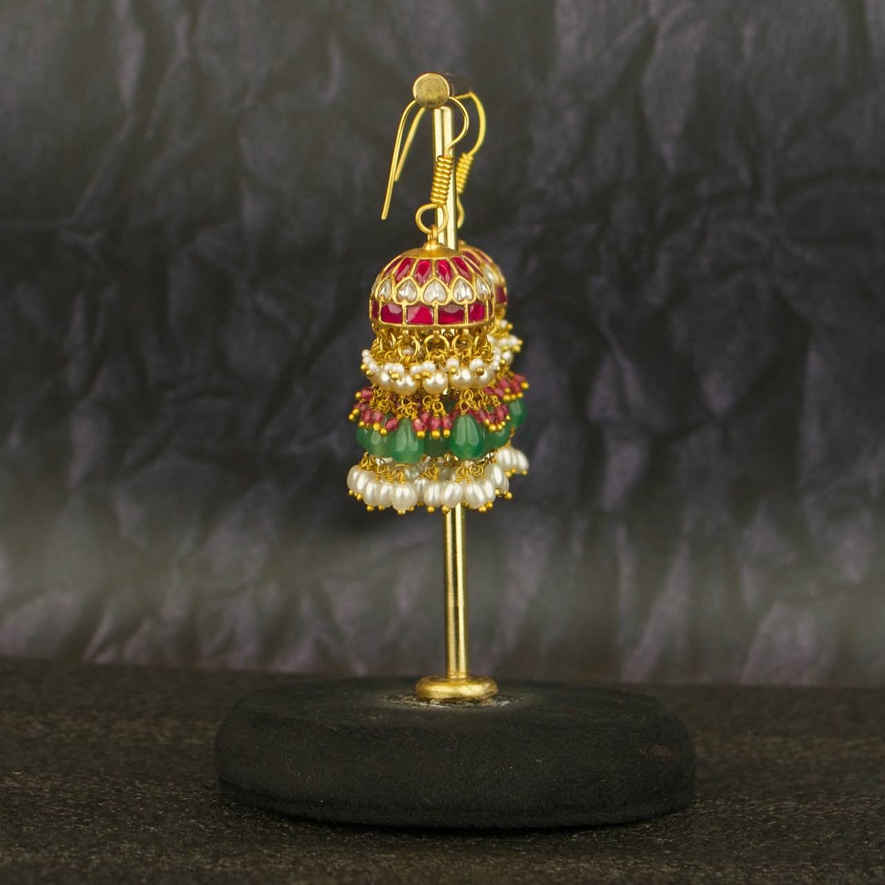 Hanging Style Jadau Kundan Jhumki Earrings