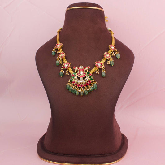 Grand Gold Style Jadau Kundan Nantad Chain Necklace