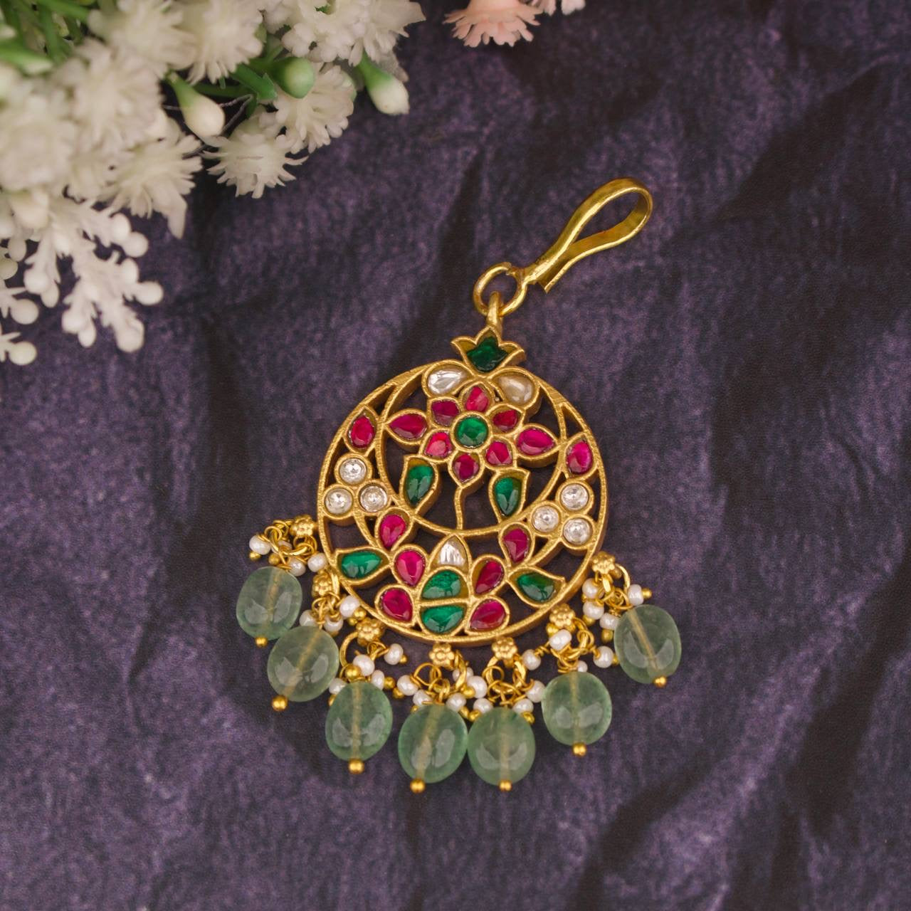 Circle Chand Design Jadau Kundan Maangtika