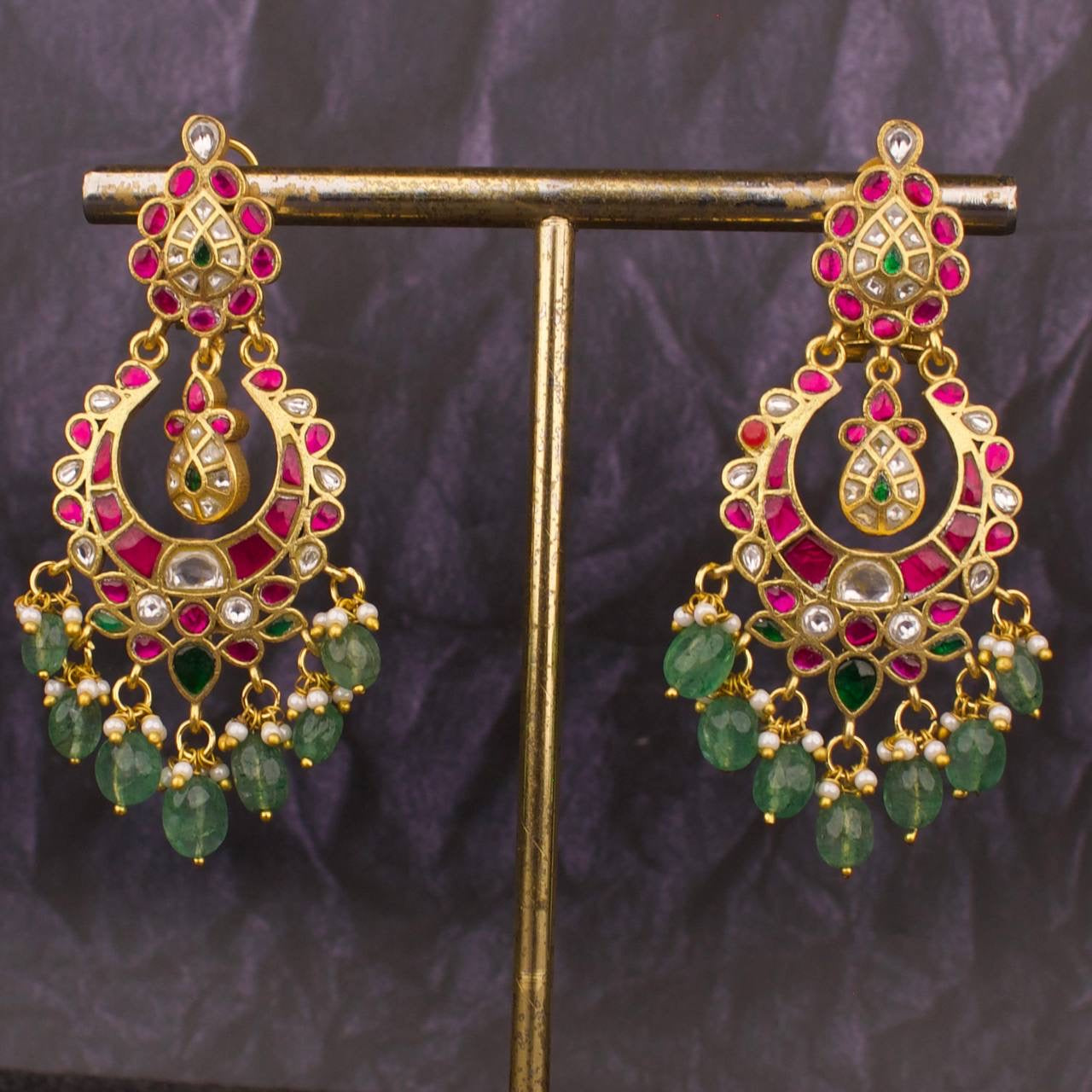Hanging Style Jadau Kundan Chandbali Earring