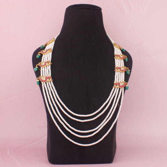 Stunning Pearl Mala With Jadau Kundan Side Lockets