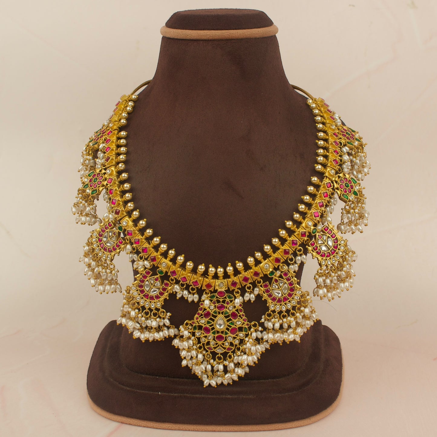 Grand Jadau Kundan Pearl Haram Necklace