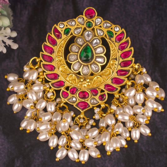 Impressive Jadau Kundan Locket With Riice Pearl Hanging - DULHAN JEWELS