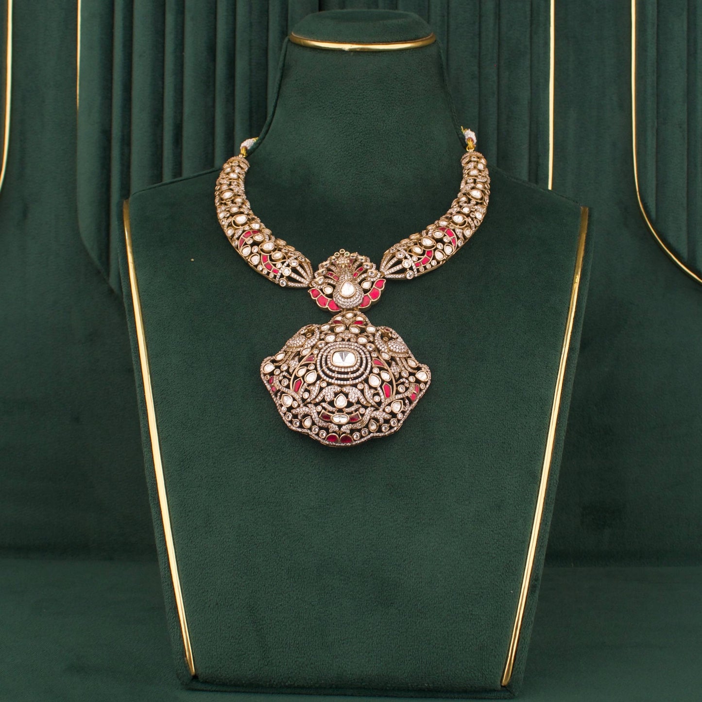 Traditional Fusion Kundan x Polki Necklace Set With Matching Earrings