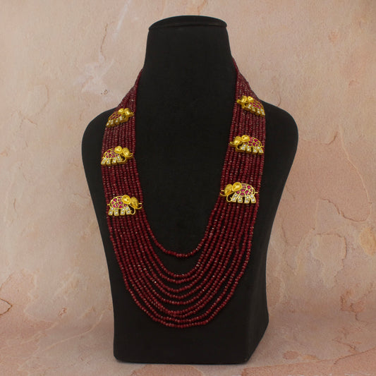 Grand Bridal Jadau Kundan Ruby beads Mala