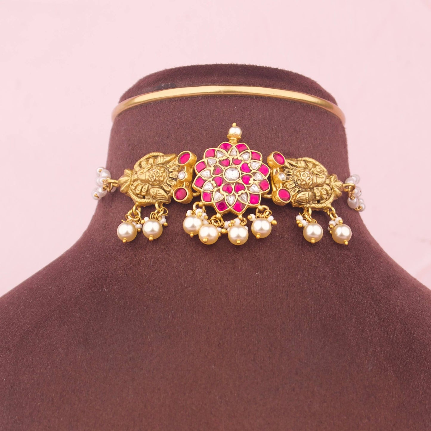 Antique Jadau Kundan Choker With Pearl Drops