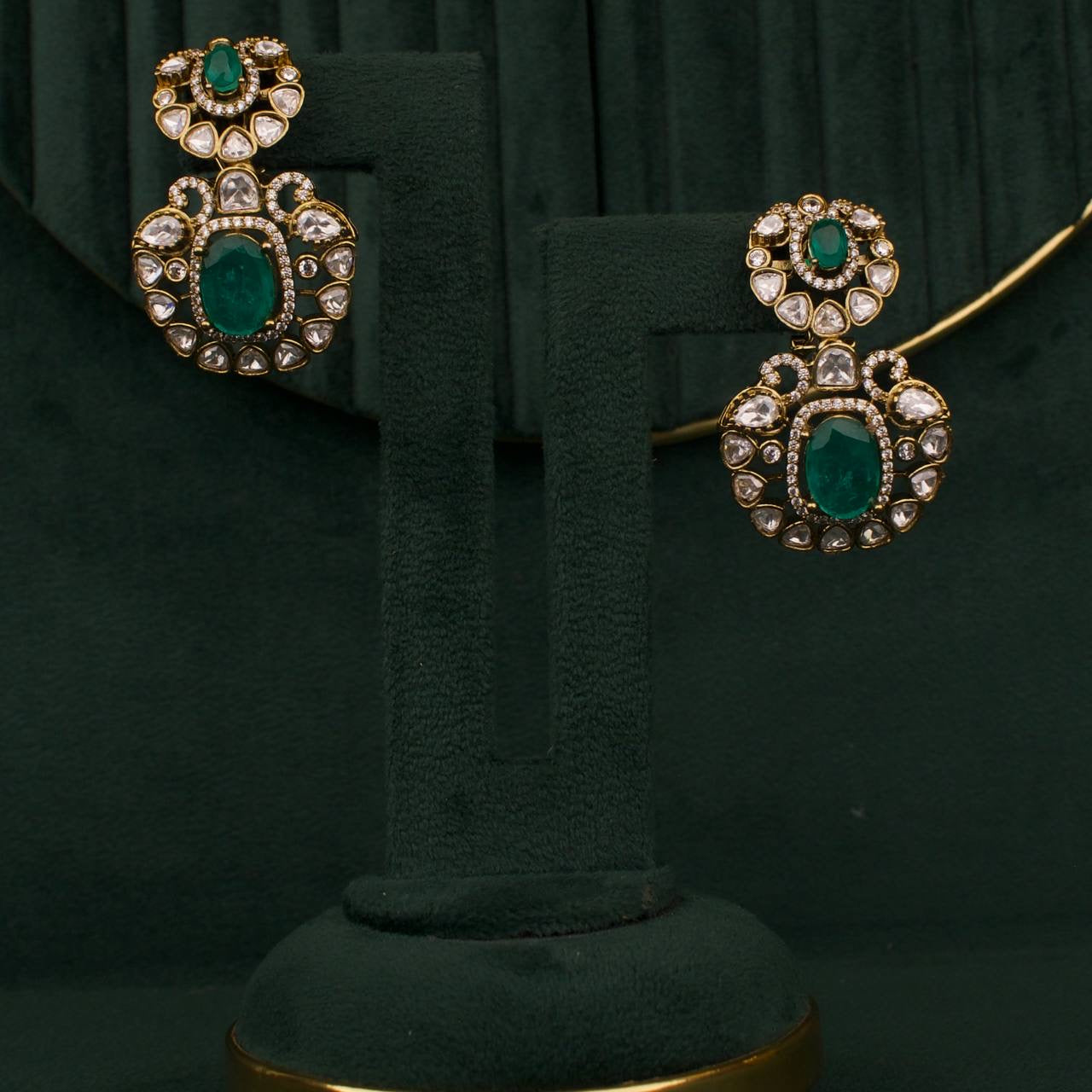 Bridal Moissanite Polki Layer By Layer Long Necklace Set