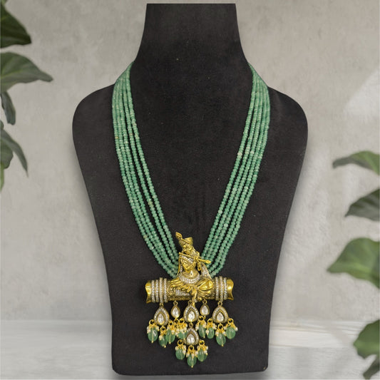 Beautiful Krishna Ji Victorian Beads Mala in Green colour. This Victorian Jewellery is available in a Green colour variant. 