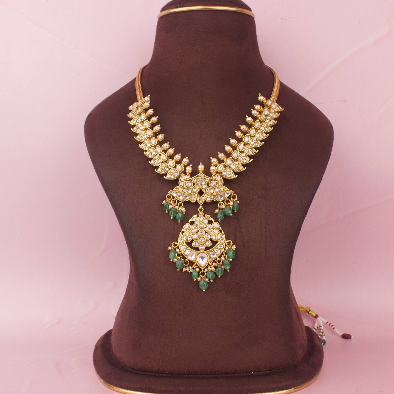 Heritage Gold Style Jadau Kundan Nantad Chain Necklace