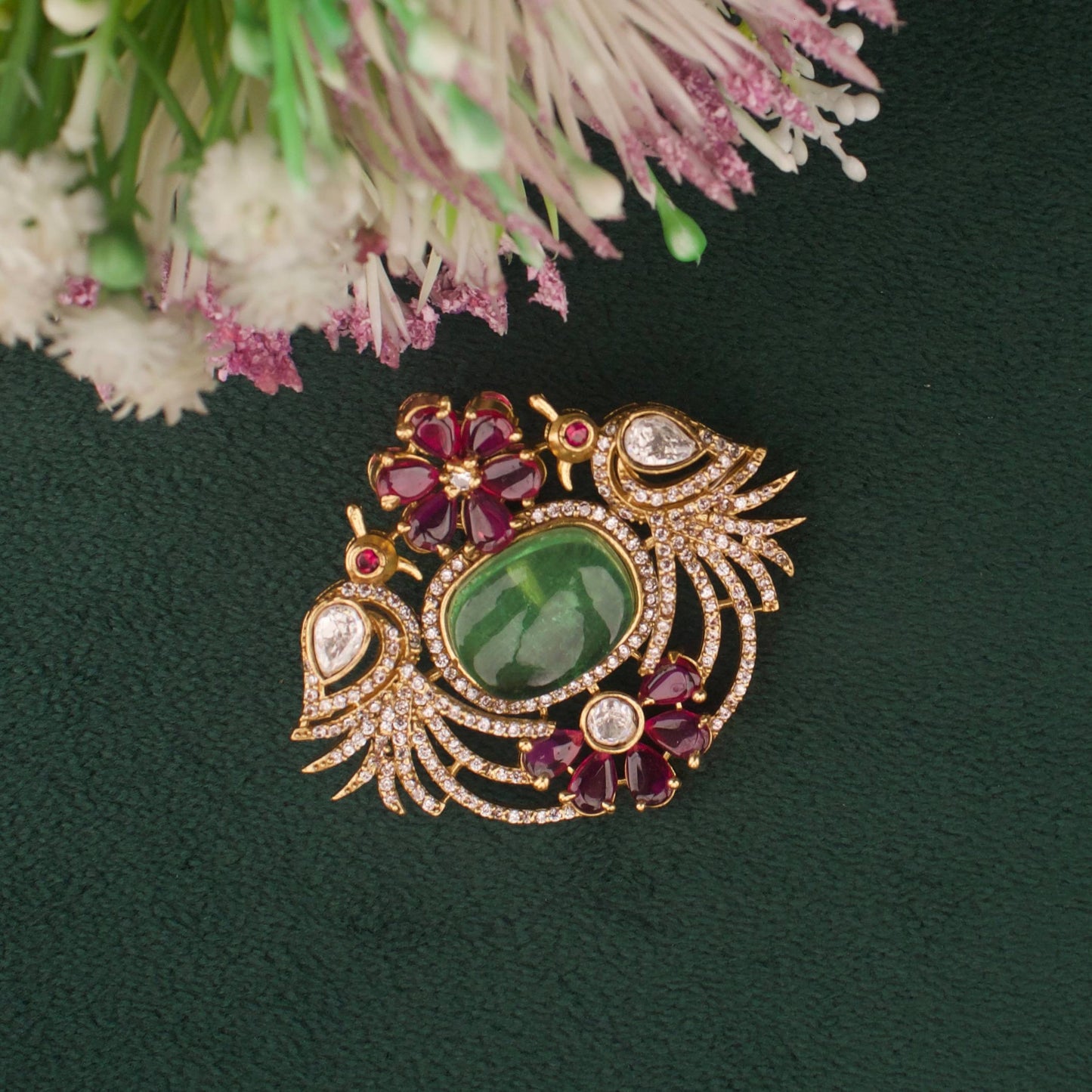 Stylish Victorian Emerald Pendant With Earrings Matching Earrings