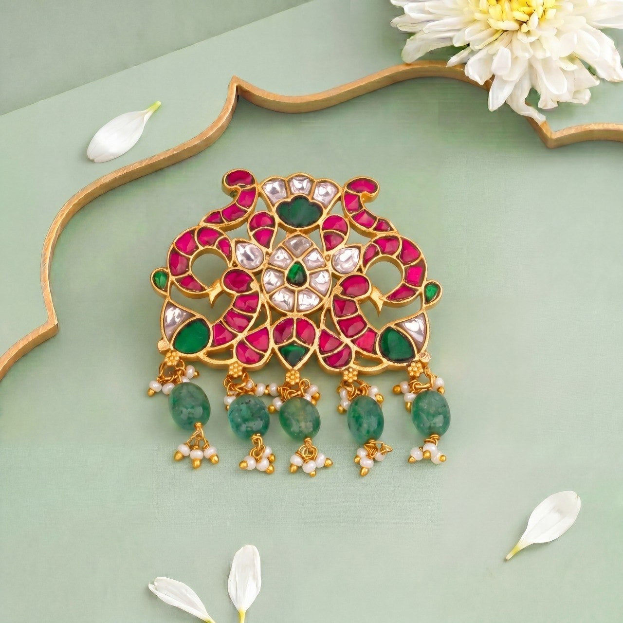 Unique Peacock Structure Jadau Kundan Pendant